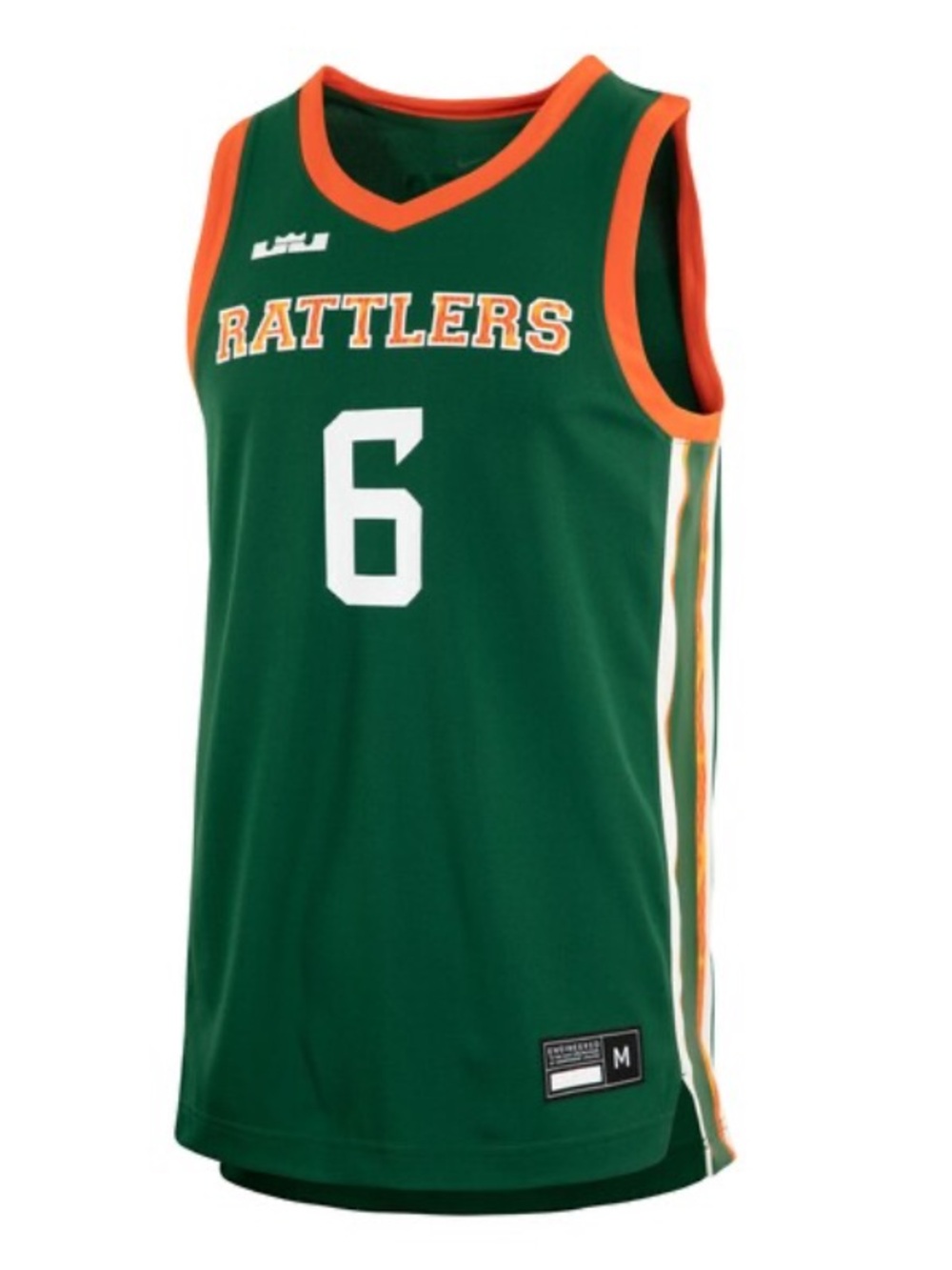 Nike Rattlers #6 Green and Orange Basketball Jersey - LeBron James